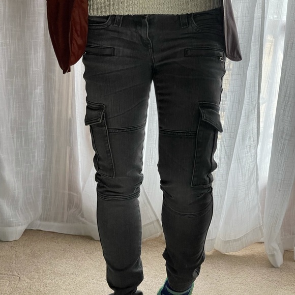 Rock Revival Denim - Rock by Rock Revival | gray moto Jeans again skinny zip pocket jeans